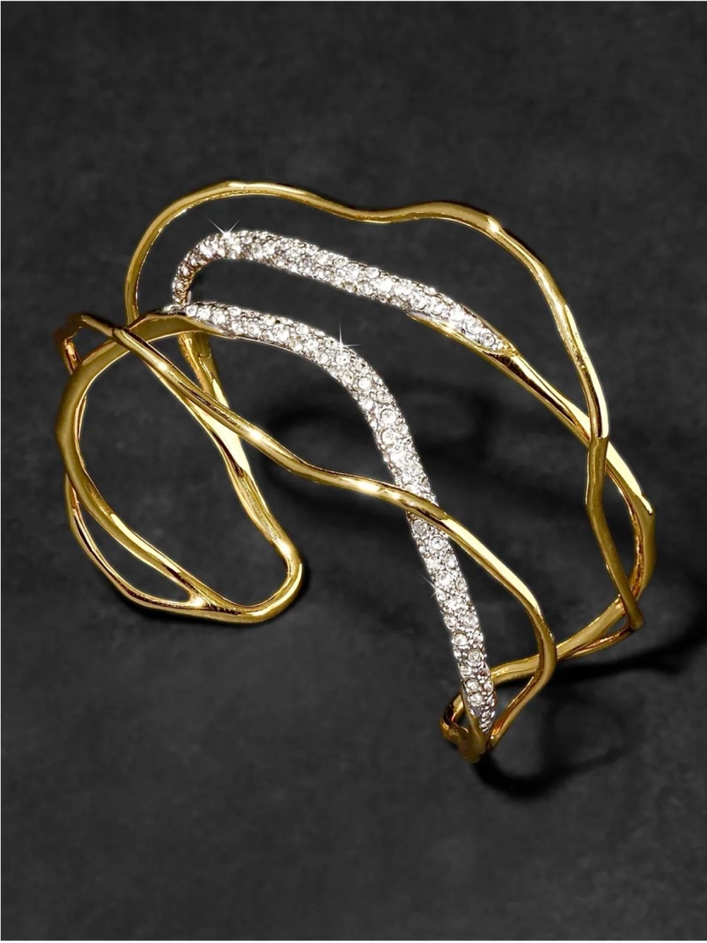 Alexis Bittar Solanales Gold Crystal Intertwined Cuff Bracelet